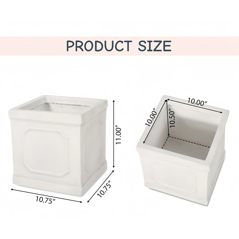Lightweight Mgo Small Faux-Stone Planter, 11'' H X 10.75'' W X 10.75'' D
