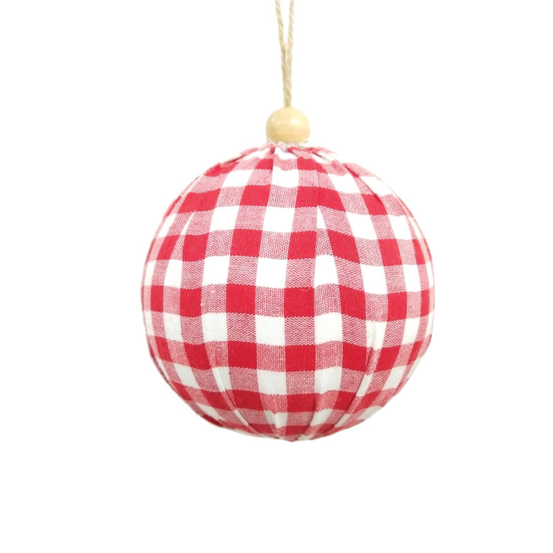 Ornement boule en tissu écossais Vickerman, Rouge