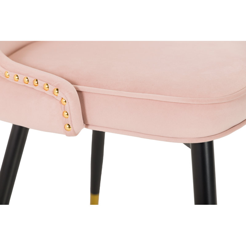 109.22cm H Velvet Upholstered Side Chair, Pink