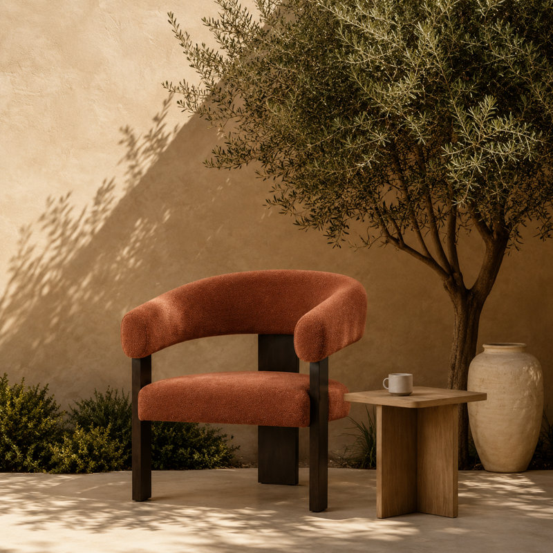 Fauteuil d'appoint moderne en tonneau avec base à 3 pieds, Brun