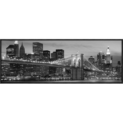 Brooklyn Bridge at Night (Detail) Framed Photographic Print on Canvas