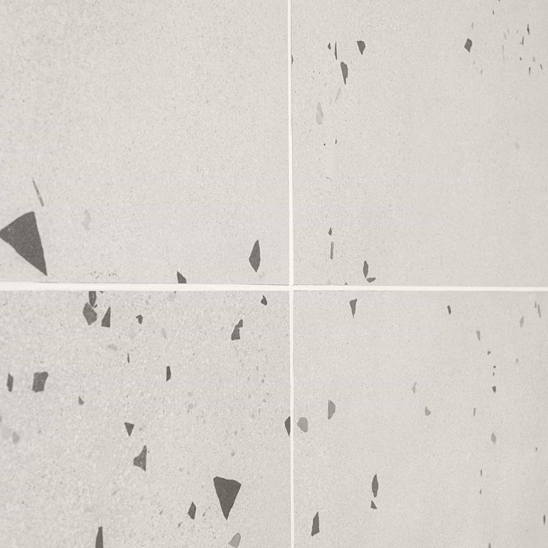 Kobe Cement 24X48 Terrazzo Look Matte Porcelain Tile, Ice White