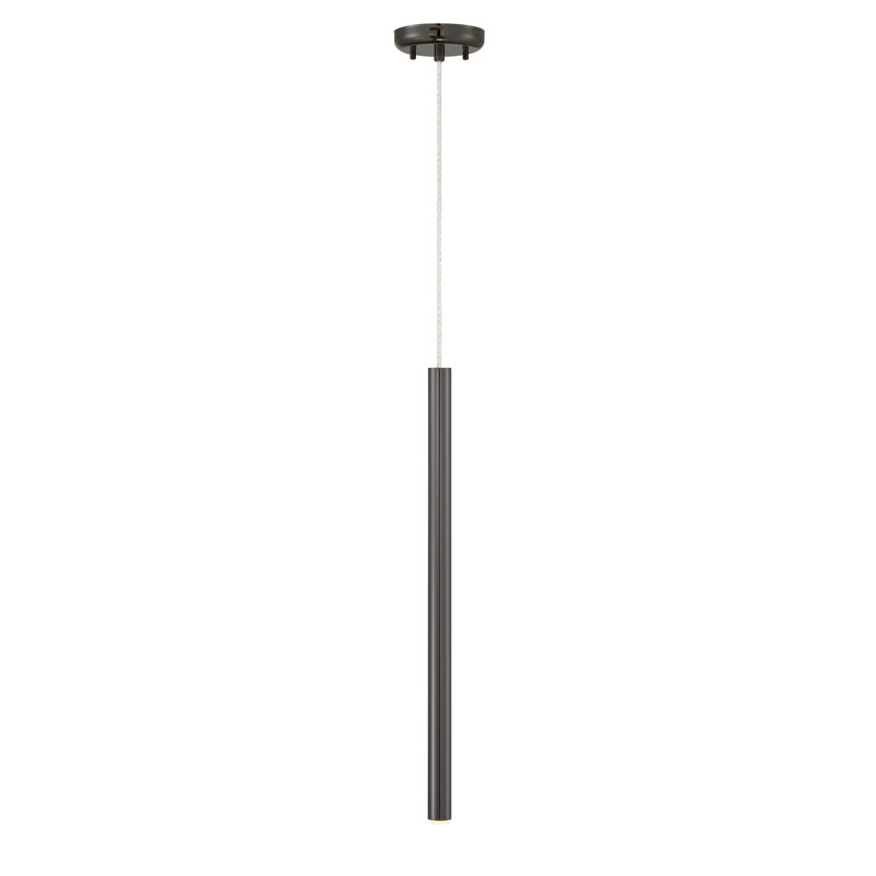 Bowning 1 - Light LED Single Pendant, Pearl Black, 24" H x 1.25" W x 1.25" D