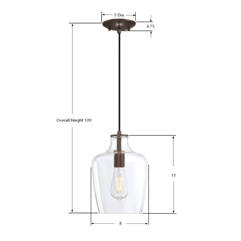 Luminaire suspendu simple à 1 lumière Amiliana, Bronze