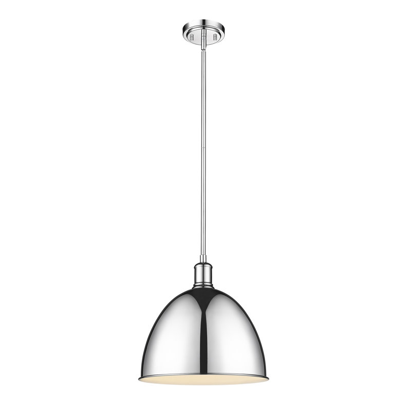 Waldon 1-Light Dimmable Single Pendant , 12.5" H x 12.5" W, Chrome
