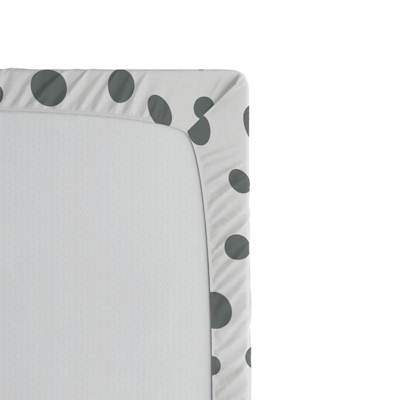 Ensemble de 2 draps-housses Ambesonne, Drap-housse de taille simple, Grey/White Dots