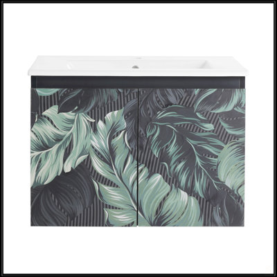 Meuble-lavabo mural 24 po avec lavabo en céramique et porte d'armoire à fermeture en douceur 24 po