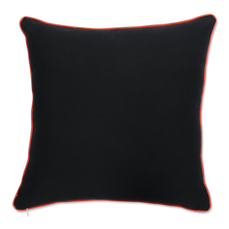Black Halloween Pumpkin Embroidered Cotton Throw Pillow Cover