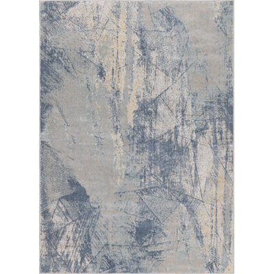 Machine Washable Cooper Blue/Beige Rug