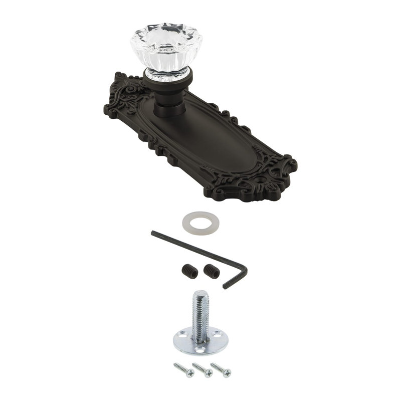 Victorian Plate with Crystal Door Knob, Oil-Rubbed Bronze