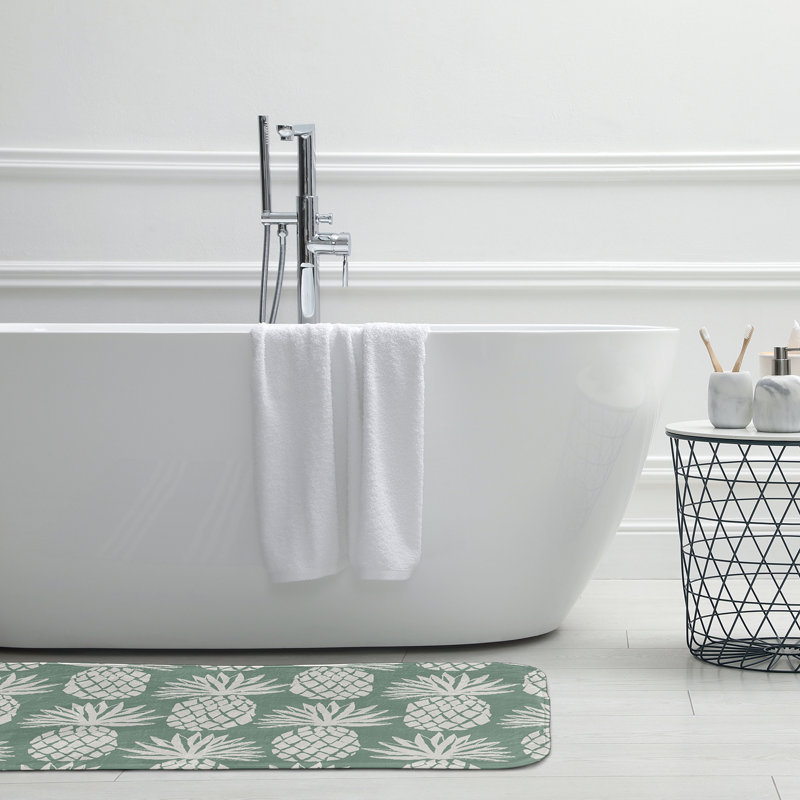 Tapis de bain à motif ananas, L 21 po x L 34 po, Vert