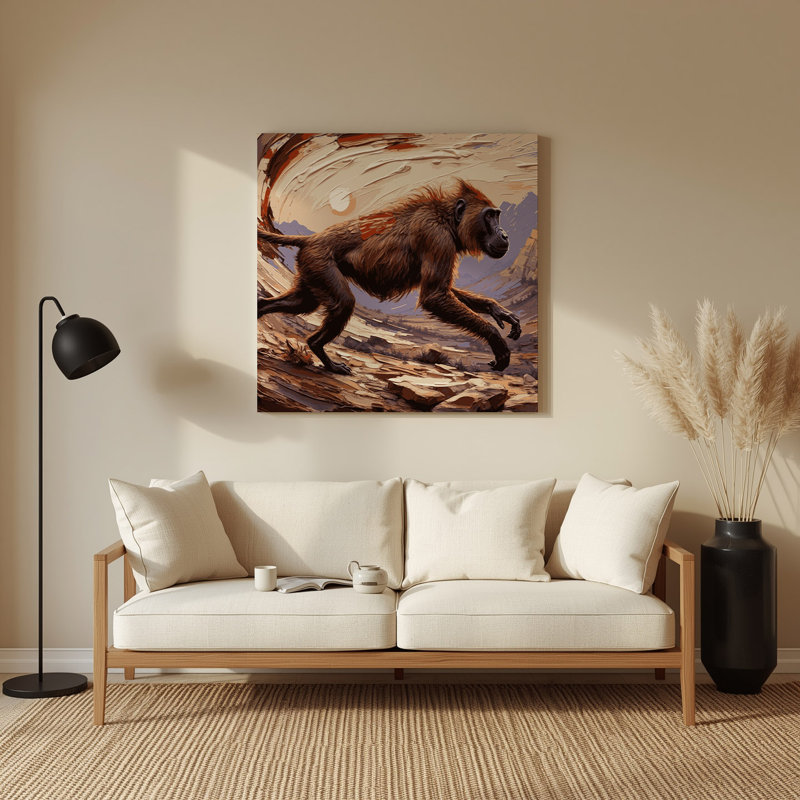 Faune, art mural en métal brun Gelada, 32" H x 32" W