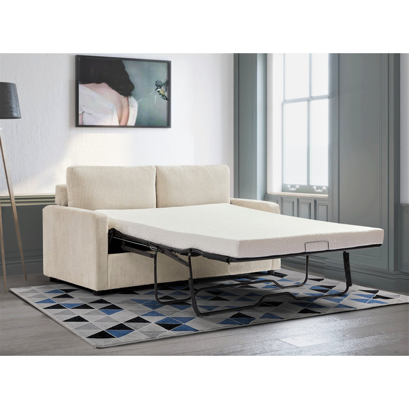 Catalaya 70'' Upholstered Convertible Sofa, Ivory Corduroy
