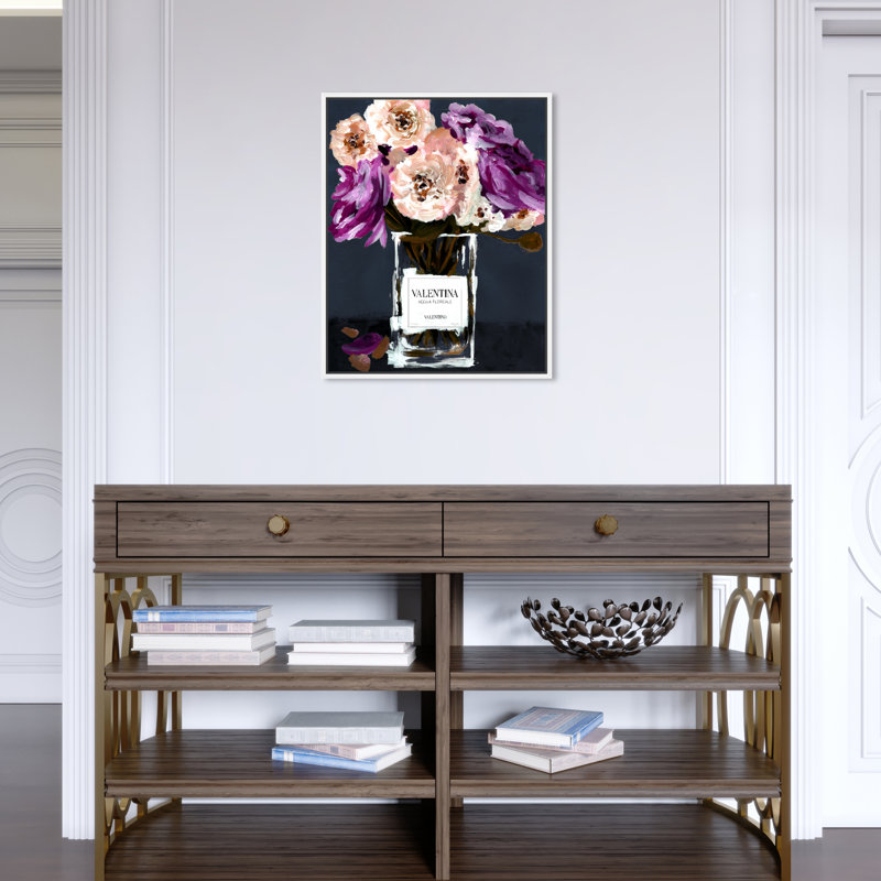 Acqua Florale Deep Florals - Peinture, Toile avec cadre blanc, H 24 po x l 16 po