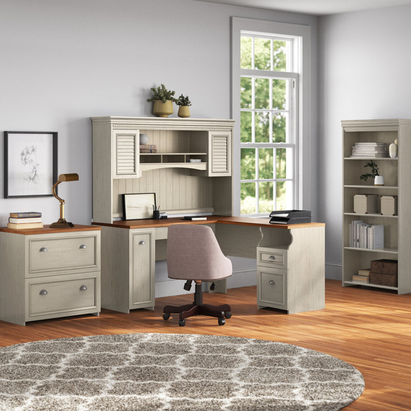 Huckins 5 Piece Computer Desk Office Set, Antique White