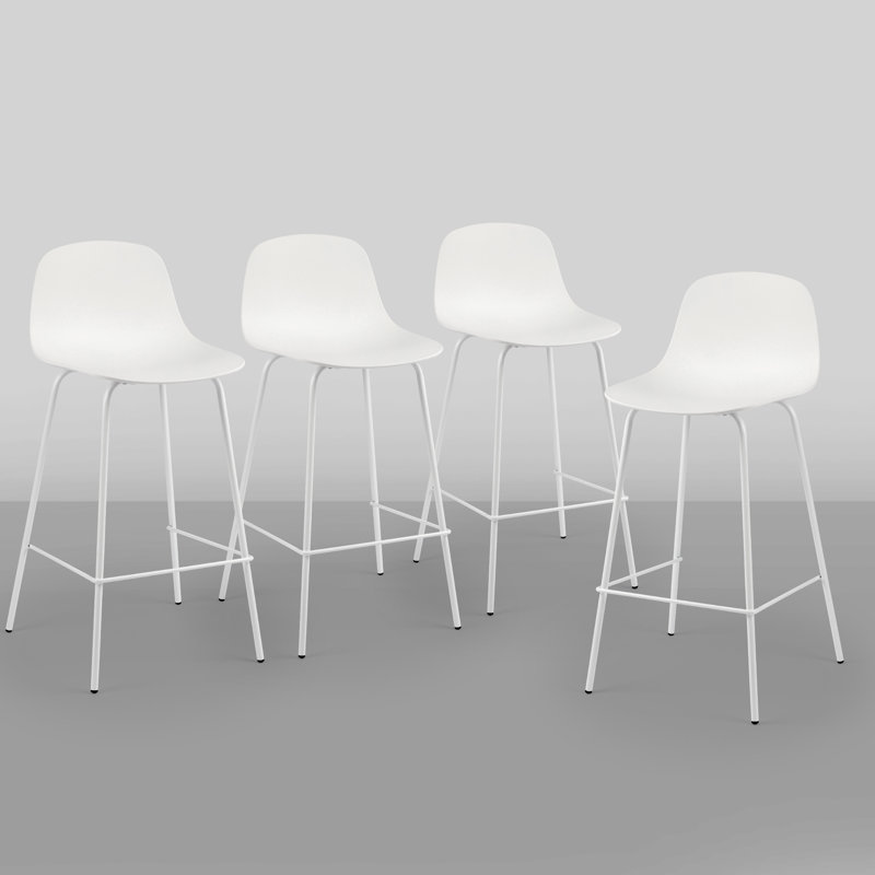 Tabouret de comptoir en polyuréthane à dossier bas H 26 po Botyo, Blanc, 4
