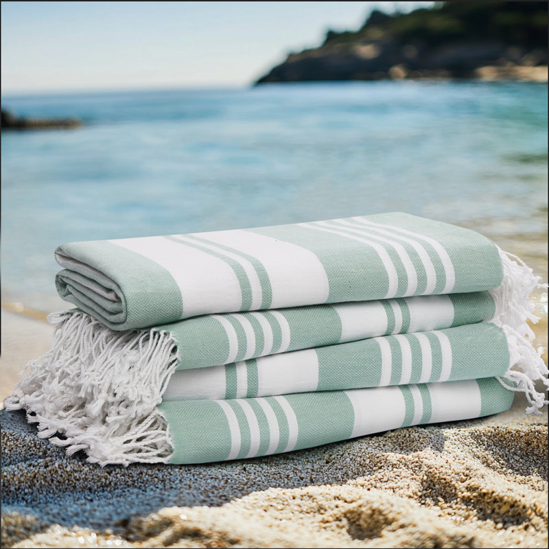 Ensemble de serviettes de plage à rayures salées Oceanfront, Vert