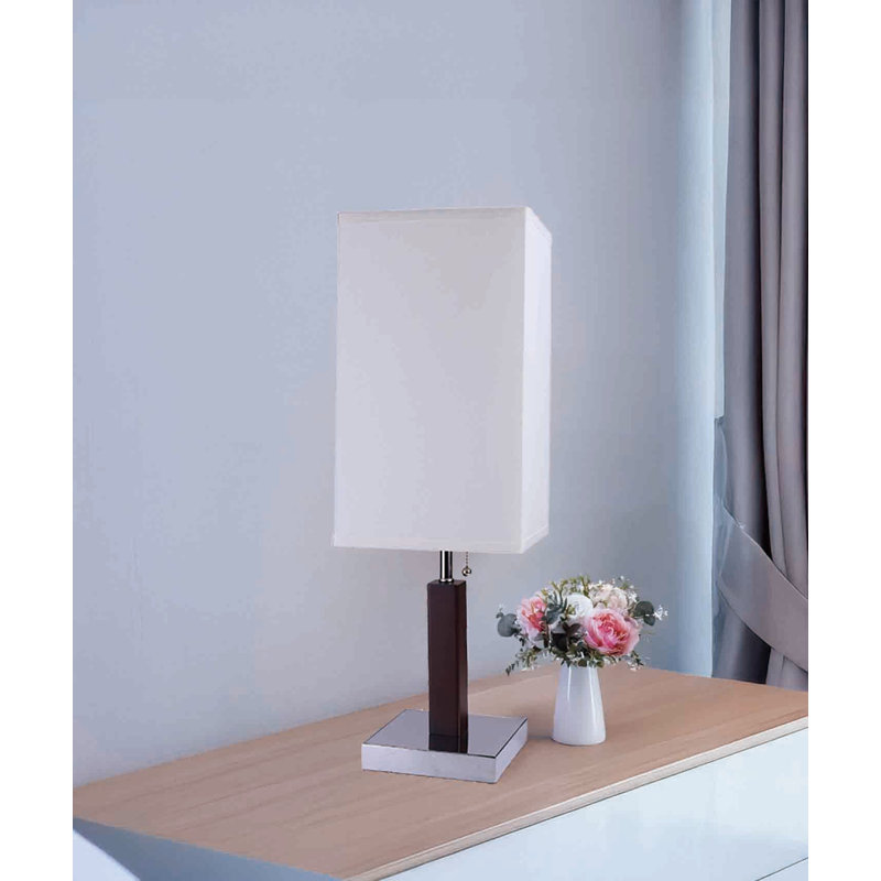 Lampe de table moderne avec base en acier et abat-jour en tissu