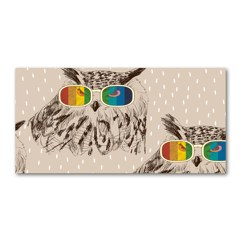 Owls In Glasses - Wrapped Canvas Print