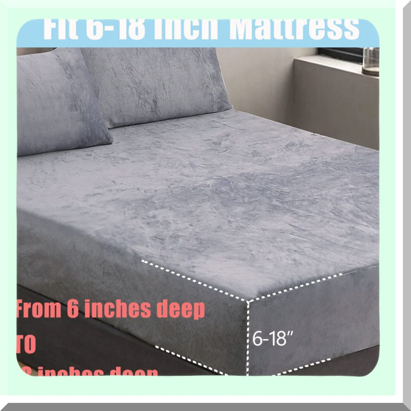 Ultra Plush Shaggy Fuzzy Velvet Fitted Sheet - Soft & Comfortable Deep Pocket Bedding - Light Grey - Size 18"