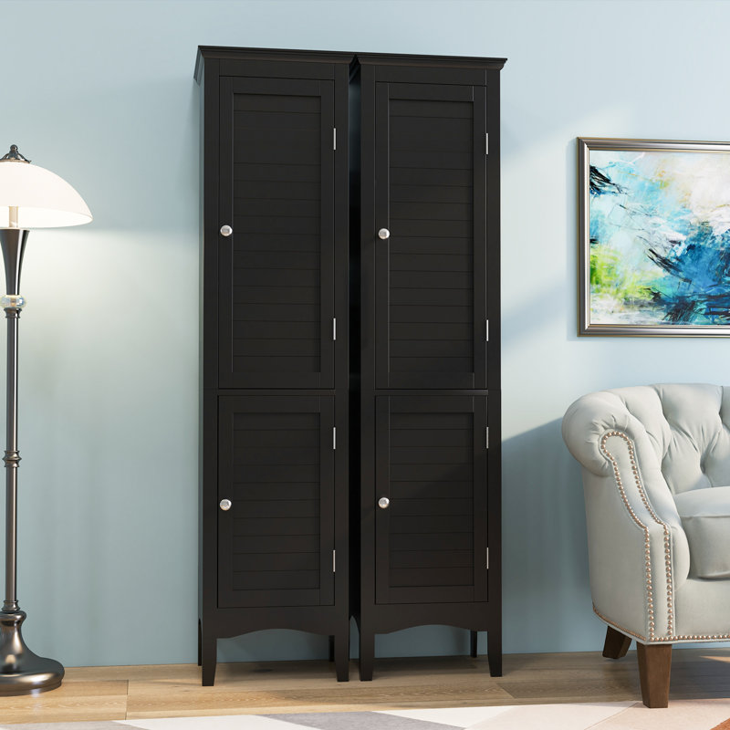 Alyssea Freestanding Linen Cabinet, Black