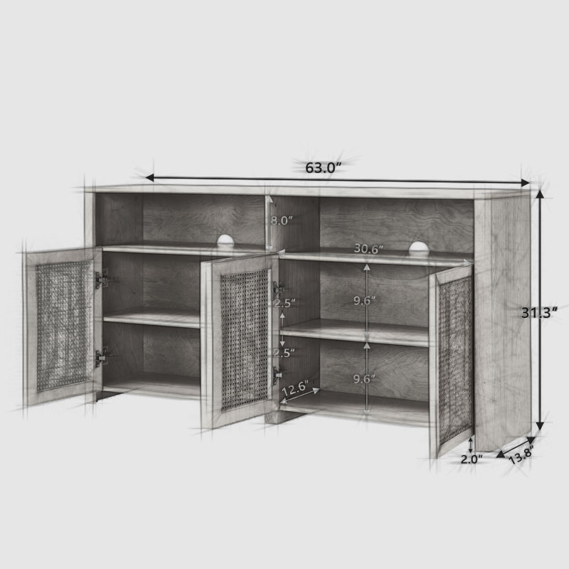 Buffet 63 po Mid-Century Modern, Natural