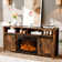 Rustic Brown Hanady For 70 Inch Tv Farmhouse Entertainment Center with Electric Fireplace Included
