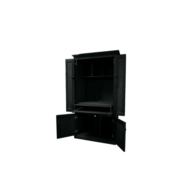 Jazayah 38.5" W Rectangle Armoire Desk and Cabinet, Black