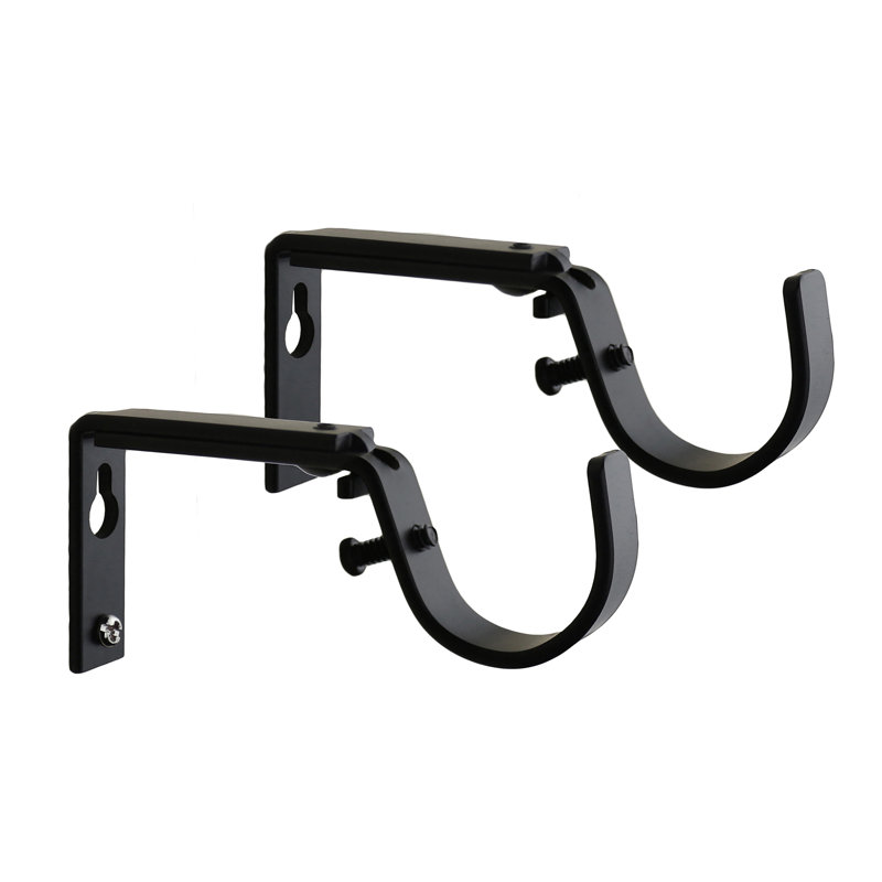 Support pour tringle à rideaux Meriville pour tringle 1 1/4 pouce (ensemble de 2), Noir