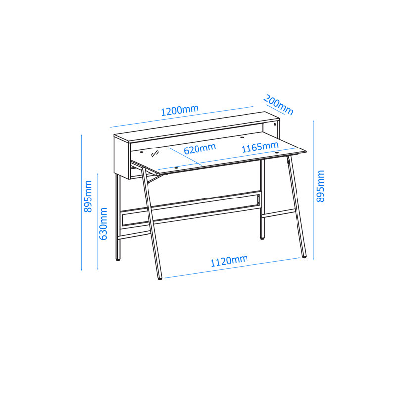Shavonne Glass Top Metal Base Writing Desk