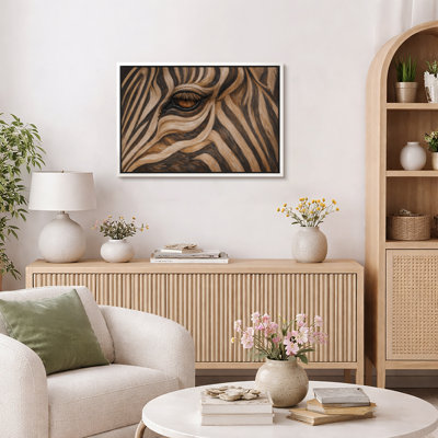 Œil de zèbre, art animalier, images de chambre à coucher, impression sur toile encadrée