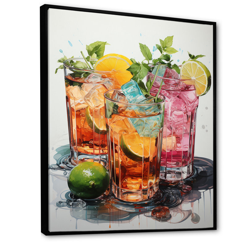 Hykeem Food Cocktail A Glamour I, H 32 po x l 16 po x P 1 po, Cadre flottant noir
