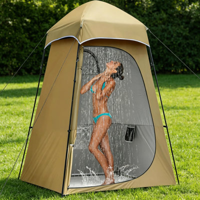 7.9 FT Oversize Pop Up Shower Tent For Camping, Portable Toilet & Dressing Shelter With Floor, Extra Tall Privacy Enclosure For Beach, Hiking, Fishing, Easy Setup & Carry