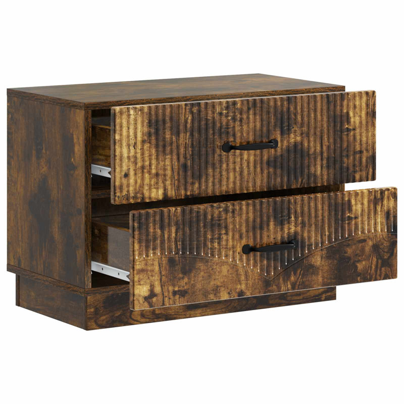 62cm W Manufactured Wood Bedside Table, Smoked Oak
