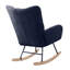 Dark Blue Teddy Fabric Wingback Glider Rocker With Side Storage Pocket, Soft Comfy Nursing Rocking Chair, Sturdy Safe Solid Wood Base, Multiuse Accent Chair For Nursery & Living Room.-1105064147