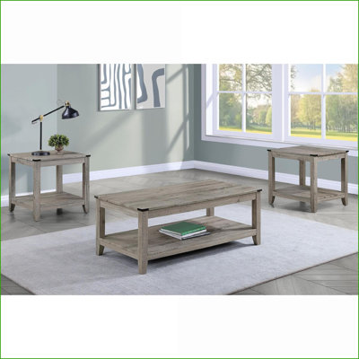 Ensemble de tables basses 3 pièces Rustic Gray Brown Tables de bout carrées, assemblage facile