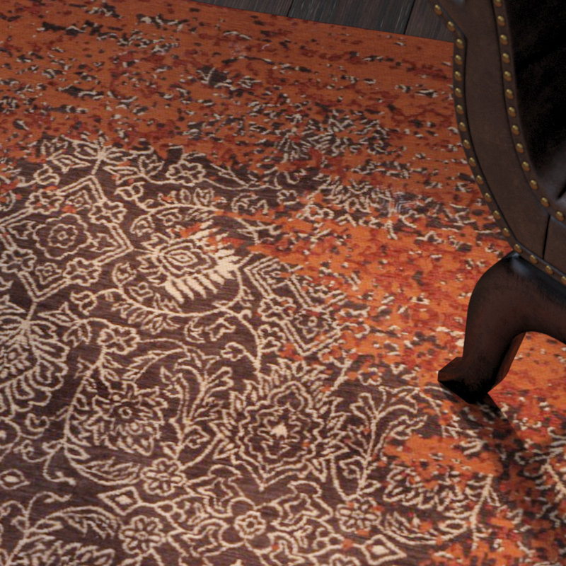 Tapis abstrait rouille / brun Anwick, Rectangle 10 pi x 14 pi