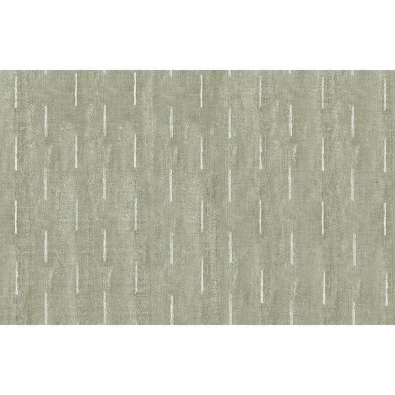 Hand Knotted Area Rug in Light Green/White, Rectangle 6' x 9'