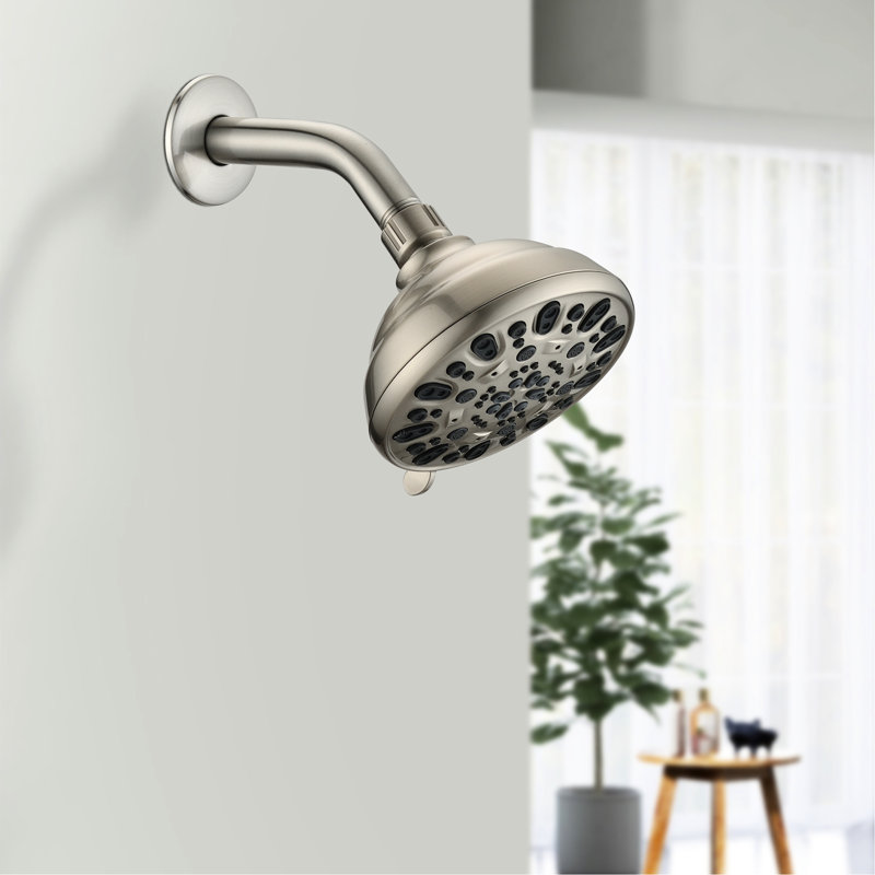 6-Setting 4.72" Shower Head In Brushed Nickel - High , Clog-, 1.8 Gpm Flow, Effortless Installation 6-Setting, , Gpm, User- Install