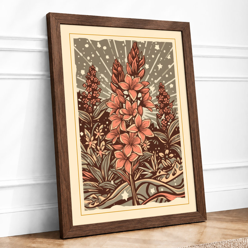 Radiant Bloom Botanical - Framed Print, A3 - 42.0 x 29.7 cm, Walnut