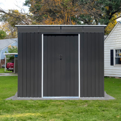 8ft x 6ft Metal Outdoor Storage Shed with Aluminum Frame & Galvanized Steel Panels – Easy Assembly, Weather-Resistant Design