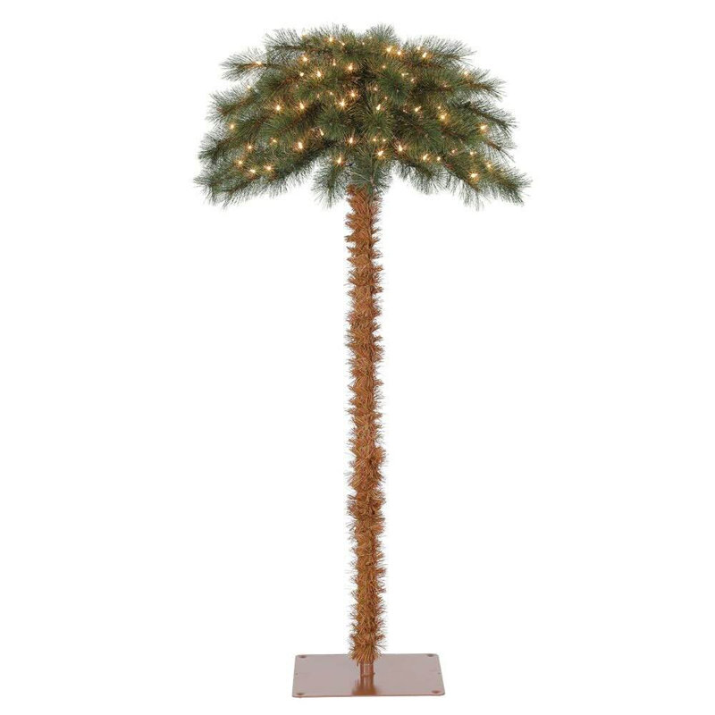 Home Heritage 5 Ft Artificial Tropical Christmas Palm Tree with 100 White Lights
