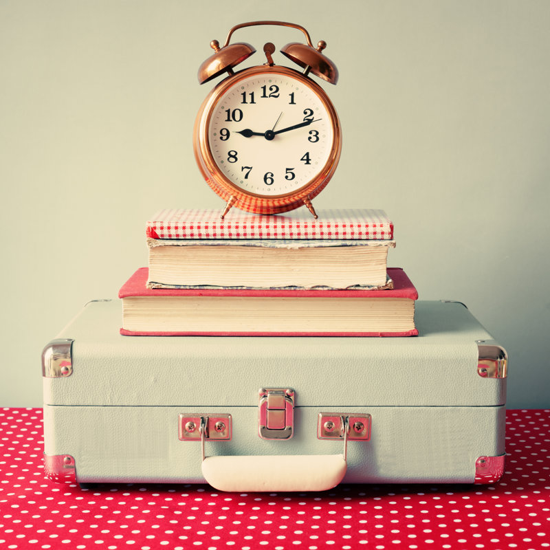 Books And Suitcase - Wrapped Canvas Print, 30cm H x 30cm W x 3.8cm D