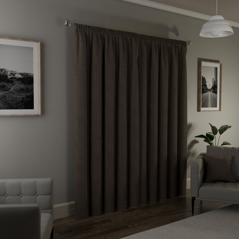 Revie Blackout Curtain Panel Pair, Beige, 117cm Width x 137cm Drop
