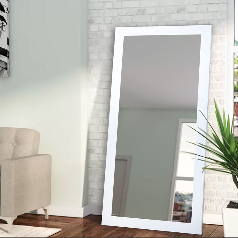 Flat Mirror, 70" H x 31" W x 0.75" D, Matte White