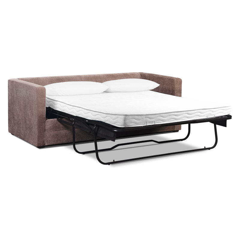 Hojovice 82'' Velvet Square Arm Sofa Bed, Willow Brown