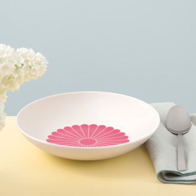 Villeroy & Boch Fleur Cassis Collection Pasta Bowl, Premium Porcelain, Made in Germany, Dishwasher and Microwave Safe, Deep Dish for Pasta, Noodles, & Salads, 21 oz Capacity, 9.5 x 2 in, Pink
