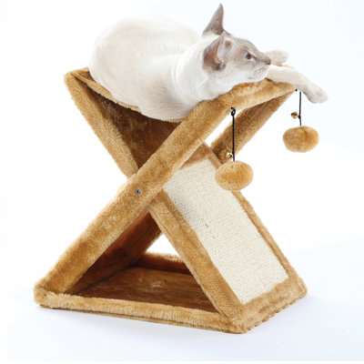 Foldaway Cat Play Tower and Scratching Post with Hanging Balls, Indoor Cat Interactive Toy for play and exercise.