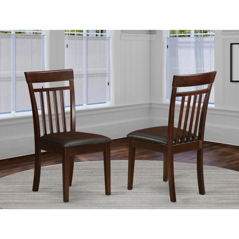Chaises de cuisine Capri - ensemble de 2 chaises en simili cuir et bois d'acajou, Acajou, Oui