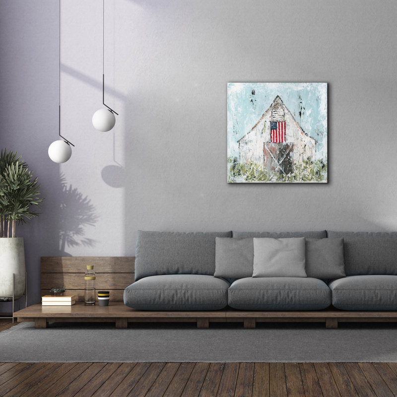 «Americana Barn» par Ashley Bradley, art mural sur toile, H 37 po x l 37 po x P 1,5 po
